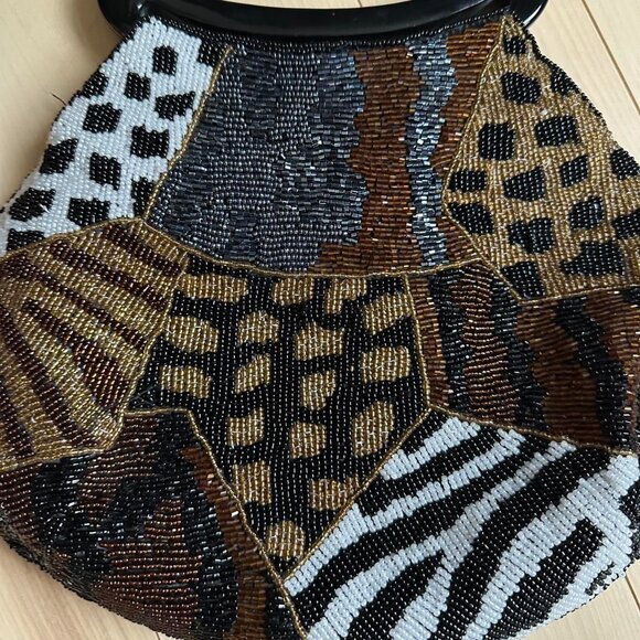 Vintage 2000s Beaded Animal Print Handbag - Picture 5 of 8